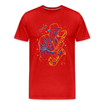 Saxophoniste Grand-père - T-shirt bio Premium Homme - rouge - Devant - Damien (186cm)