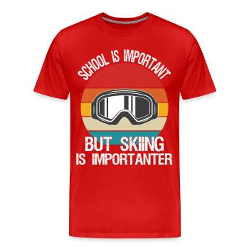 L’école est importante, mais le ski est plus important - T-shirt bio Premium Homme - rouge - Devant - Damien (186cm)