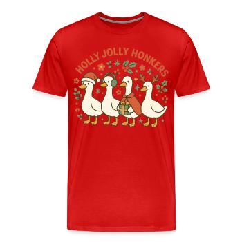 Weihnachtsgans Holly Jolly Honkers Fun Design - Männer Premium Bio T-Shirt - Rot - Vorne - Damien (186cm)