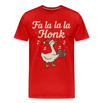 Oie de Noël Fa La La La Honk Vacances drôles - T-shirt bio Premium Homme - rouge - Devant - Damien (186cm)