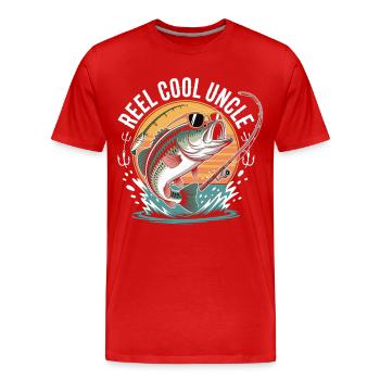 Angler T-Shirt – Reel Cool Uncle - Men's Premium Organic T-Shirt - red - Front - Damien (186cm)