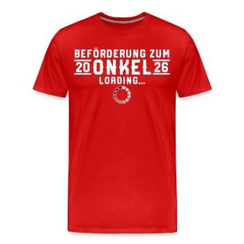 Promotion to Uncle 2026 invites - Men's Premium Organic T-Shirt - red - Front - Damien (186cm)