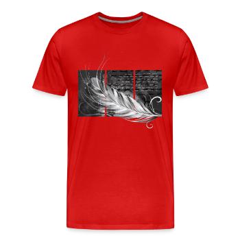 Feather Triptych - Men's Premium Organic T-Shirt - red - Front - Damien (186cm)
