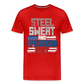 Military Mechanic - Men's Premium Organic T-Shirt - red - Front - Damien (186cm)