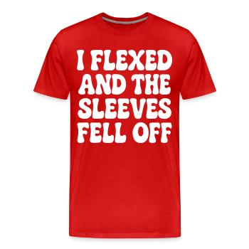 J’ai fléchi et les manches sont tombées - T-shirt bio Premium Homme - rouge - Devant - Damien (186cm)