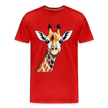 Caricature de portrait de girafe - T-shirt bio Premium Homme - rouge - Devant - Damien (186cm)