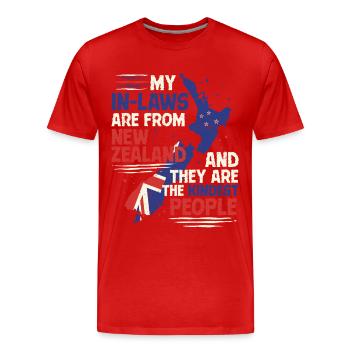 New Zealand Relatives Mother-in-law - Men's Premium Organic T-Shirt - red - Front - Damien (186cm)