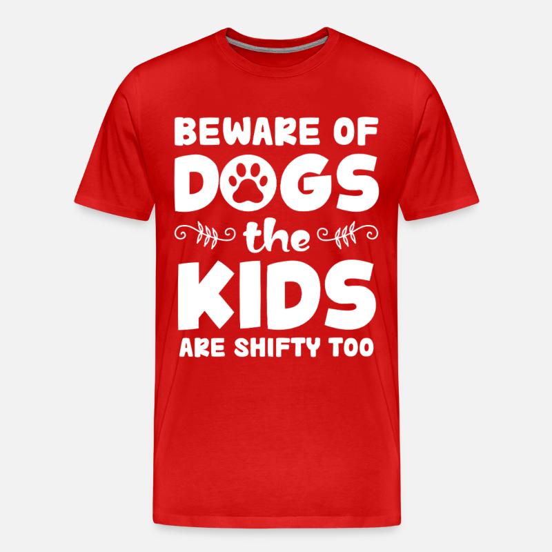 Warnung Hunde Kinder sind frech - Männer Premium Bio T-Shirt - Rot