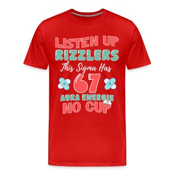 Aura67 Rizzlers Without Cup - Men's Premium Organic T-Shirt - red - Front - Damien (186cm)