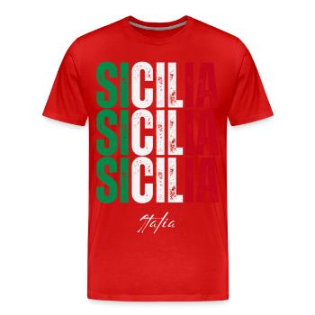 Sicile Italie, souvenir de la Sicile - T-shirt bio Premium Homme - rouge - Devant - Damien (186cm)