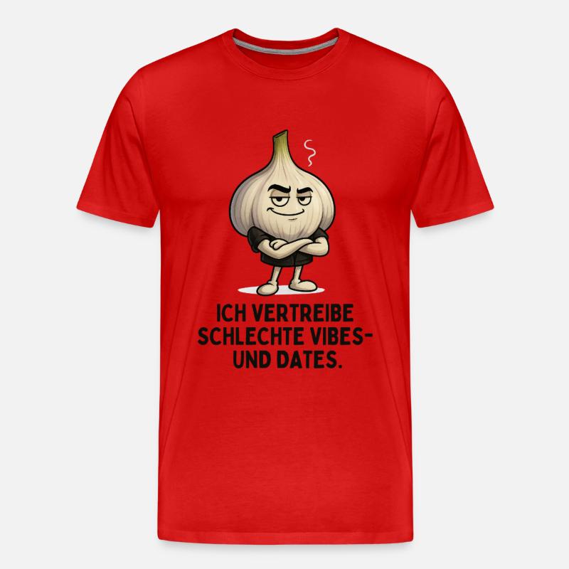 Knoblauch Vibes Gegen Schlechte Dates - Männer Premium Bio T-Shirt - Rot