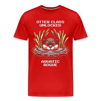 Otter-Klasse freigeschaltet: Wasser-Schurke | RPG - Männer Premium Bio T-Shirt - Rot - Vorne - Damien (186cm)