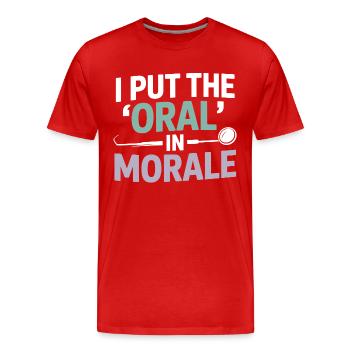 Conception de la pratique clinique d’un dentiste - T-shirt bio Premium Homme - rouge - Devant - Damien (186cm)