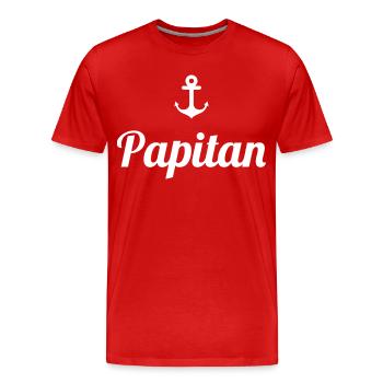 Papitän Lustiges Wortspiel Kapitän Papa Anker - Männer Premium Bio T-Shirt - Rot - Vorne - Damien (186cm)