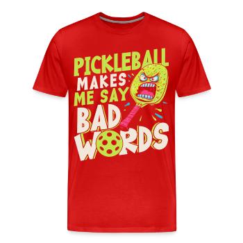 Le pickleball me fait dire des gros mots - T-shirt bio Premium Homme - rouge - Devant - Damien (186cm)