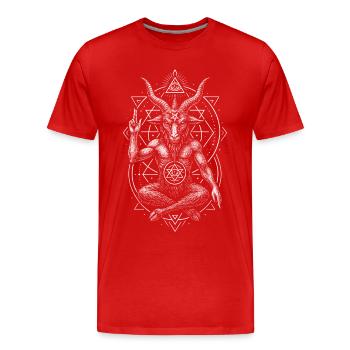 Baphomet Satanismus Dämon mit Ziegenkopf - Männer Premium Bio T-Shirt - Rot - Vorne - Damien (186cm)