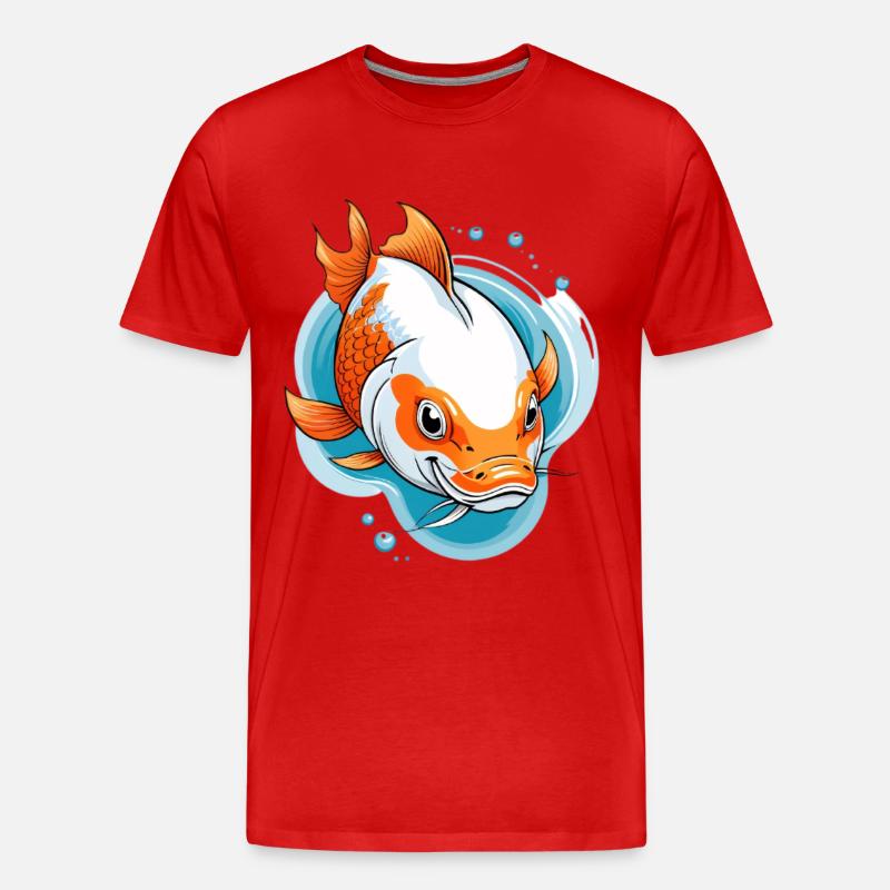 Koi Karpfen Farbexplosion Illustration - Männer Premium Bio T-Shirt - Rot