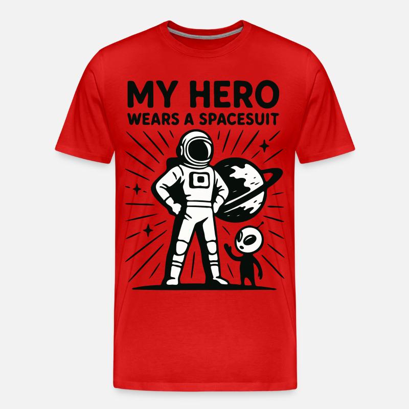 Héros de l’espace en combinaison spatiale - T-shirt bio Premium Homme - rouge