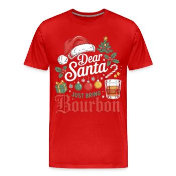 Chemise de Noël – Cher Père Noël, apportez du bourbon - T-shirt bio Premium Homme - rouge - Devant - Damien (186cm)