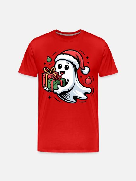 Weihnachtsgeist mit Geschenken Cartoon - Männer Premium Bio T-Shirt - Rot