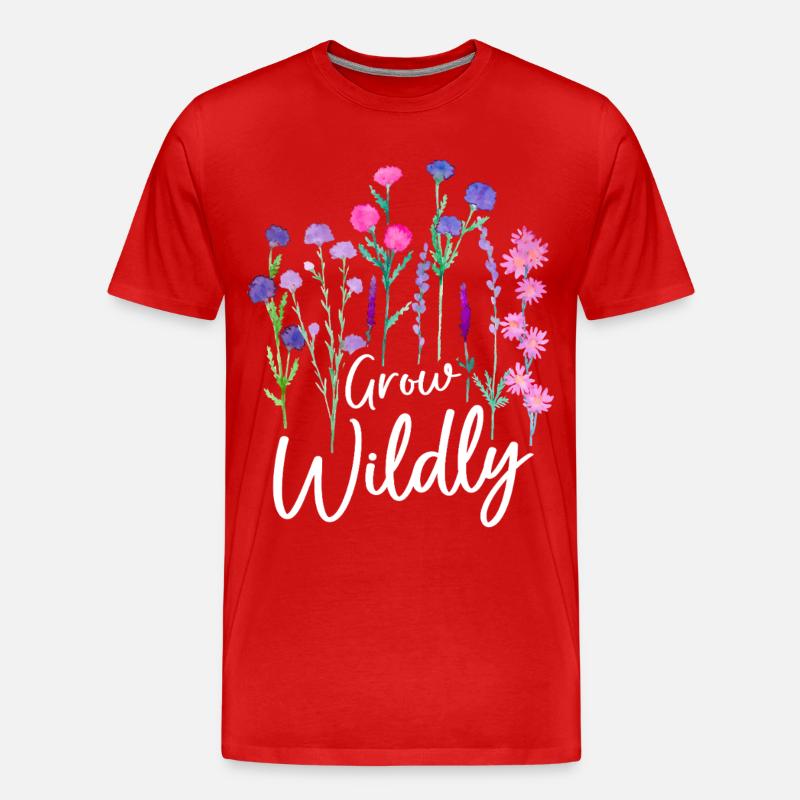 Wachse Wildblumen-Design - Männer Premium Bio T-Shirt - Rot