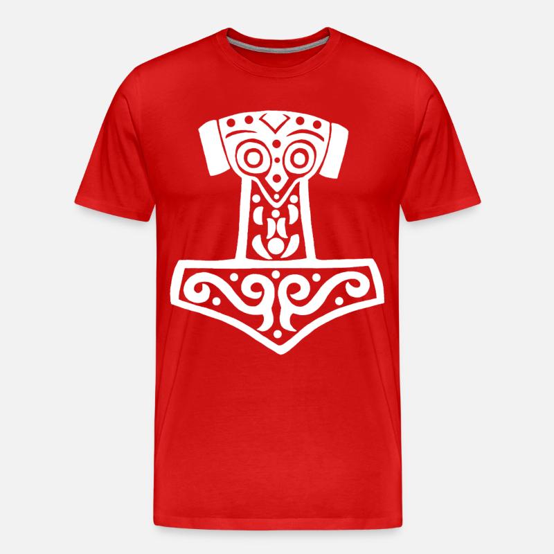 Thors Hammer (weiß) - Männer Premium Bio T-Shirt - Rot