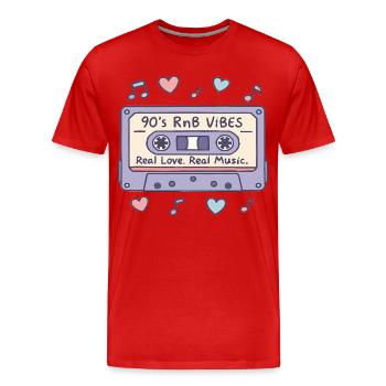 Cassette RnB Vibes des années 90 – Musique rétro Nostalgie - T-shirt bio Premium Homme - rouge - Devant - Damien (186cm)