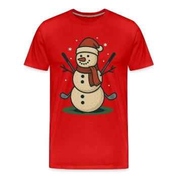 Lustiger Golf-Schneemann für Weihnachtsgolfer - Männer Premium Bio T-Shirt - Rot - Vorne - Damien (186cm)