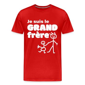 Je suis le Grand Frère Humour et Fierté Familiale - T-shirt bio Premium Homme - rouge - Devant - Damien (186cm)