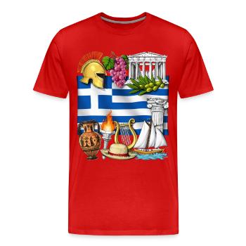 Griechisches Erbe - Männer Premium Bio T-Shirt - Rot - Vorne - Damien (186cm)
