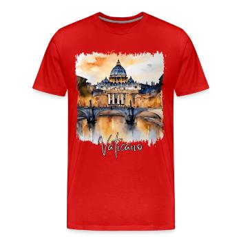 Aquarelle du Vatican - T-shirt bio Premium Homme - rouge - Devant - Damien (186cm)