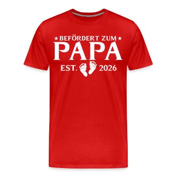 Promoted to Papa est. 2026 Paternity - Men's Premium Organic T-Shirt - red - Front - Damien (186cm)