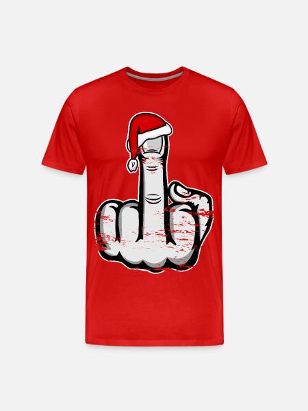 Christmas Middle Finger with Santa Hat - Men's Premium Organic T-Shirt - red