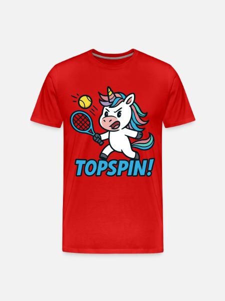Topspin! Enhjørning Tennis Humor Kraft - Herre Premium T-shirt økologisk - rød