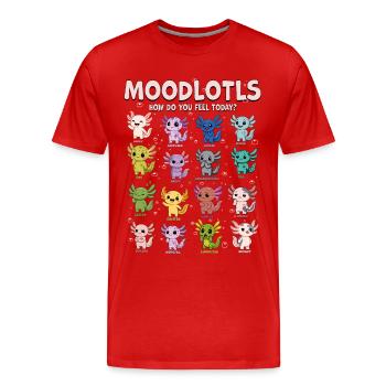 Moodlotls Axolotl Emotions Chart Cute Kawaii - T-shirt bio Premium Homme - rouge - Devant - Damien (186cm)