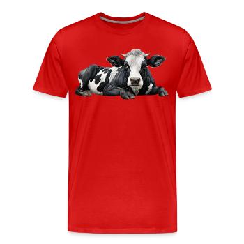 Vache - T-shirt bio Premium Homme - rouge - Devant - Damien (186cm)