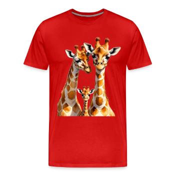 Trio de girafes illustration sur textiles - T-shirt bio Premium Homme - rouge - Devant - Damien (186cm)