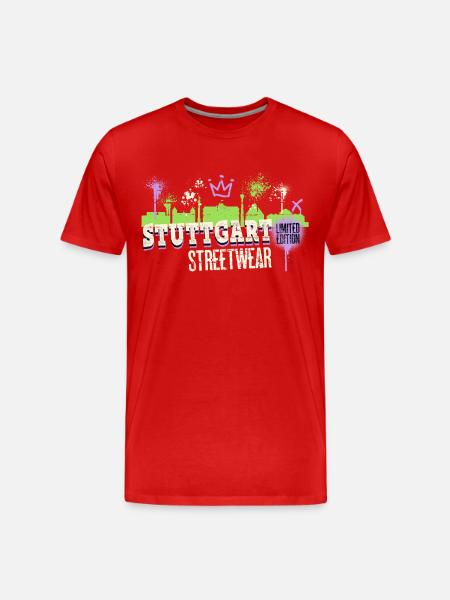 Stuttgart Skyline City Tyskland Graffiti Kunst - Herre Premium T-shirt økologisk - rød