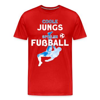 COOLE JUNGS SPIELEN FUßBALL - Männer Premium Bio T-Shirt - Rot - Vorne - Damien (186cm)