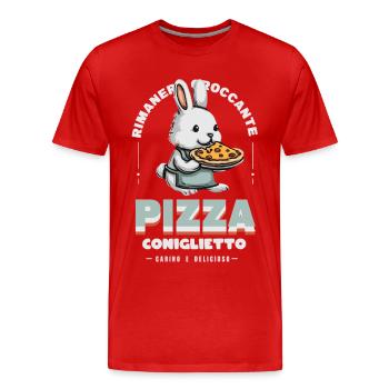 Häschen Pizza - Männer Premium Bio T-Shirt - Rot - Vorne - Damien (186cm)