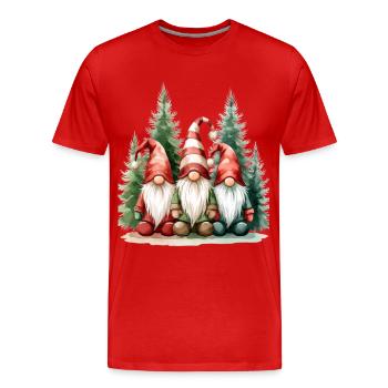 Drei Gartenzwerge im Winterwald - Männer Premium Bio T-Shirt - Rot - Vorne - Damien (186cm)