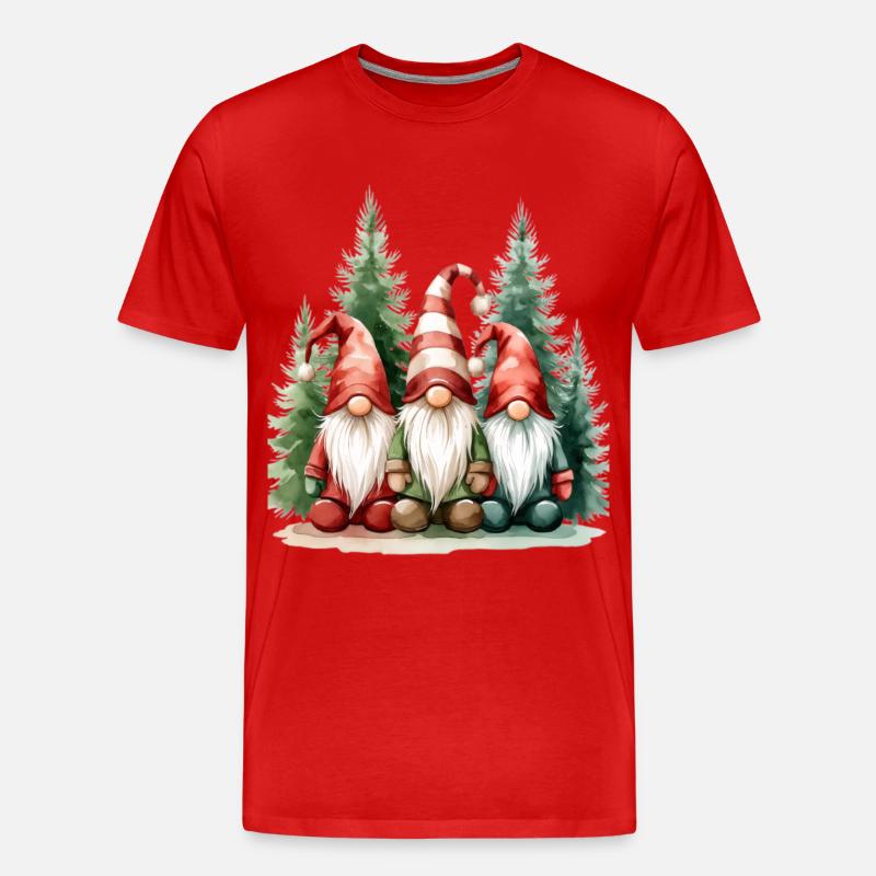Drei Gartenzwerge im Winterwald - Männer Premium Bio T-Shirt - Rot