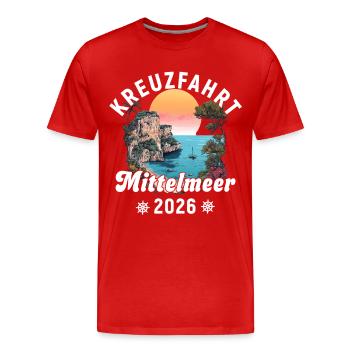 Croisière Méditerranée 2026 - T-shirt bio Premium Homme - rouge - Devant - Damien (186cm)
