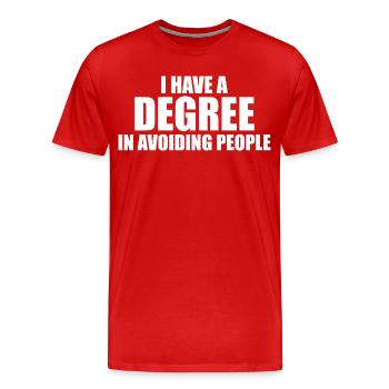 Graduate in People Avoidance - Men's Premium Organic T-Shirt - red - Front - Damien (186cm)