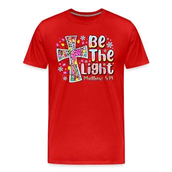 Be The Light Cross Prism - Men's Premium Organic T-Shirt - red - Front - Damien (186cm)