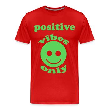 Positive Vibes - Männer Premium Bio T-Shirt - Rot - Vorne - Damien (186cm)