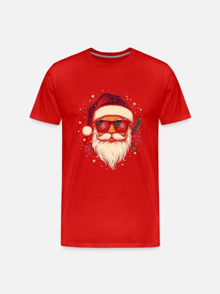 Cool Santa Claus with Sunglasses Gift - Men's Premium Organic T-Shirt - red