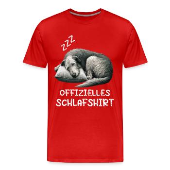Offizielles Schlafshirt Irischer Wolfshund  - Männer Premium Bio T-Shirt - Rot - Vorne - Damien (186cm)