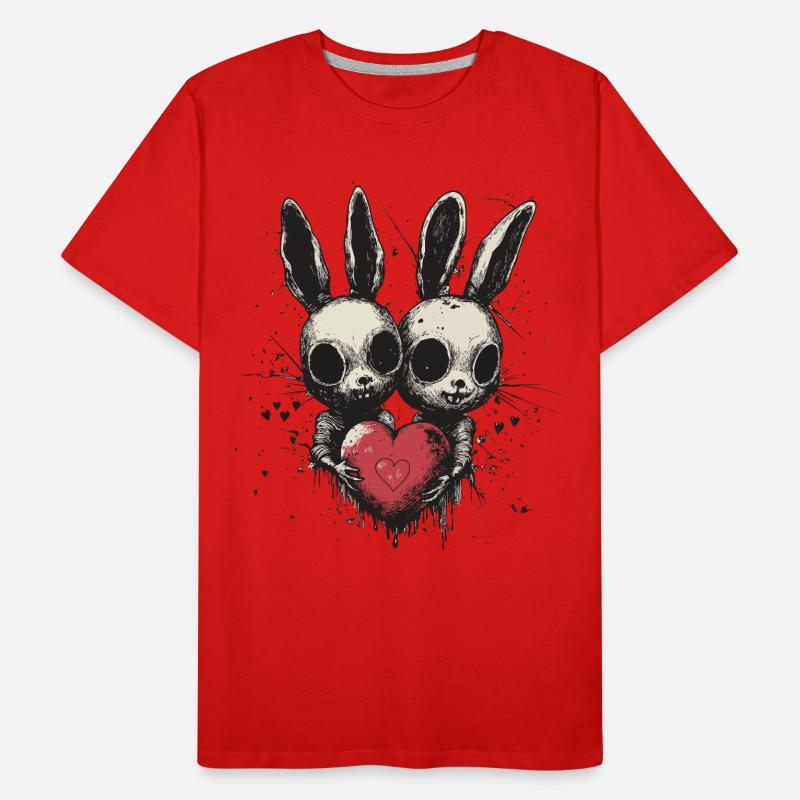 Gothic Easter Bunny Love – Two Bunnies with a Heart Men's Premium Organic T-Shirt