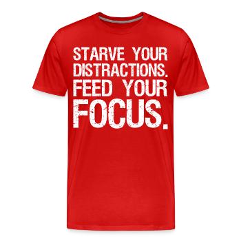 Affamez vos distractions, nourrissez votre concentration - T-shirt bio Premium Homme - rouge - Devant - Damien (186cm)